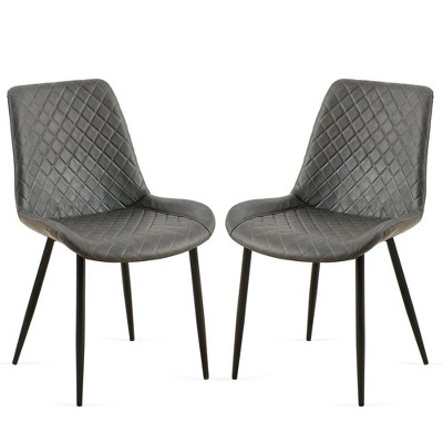 PAGED Mid-Century Modern Dining Chairs with Faux Leather Fabric & Metal Legs,Armless Chairs for Kitchen,Living Room