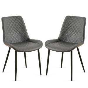 PAGED Mid-Century Modern Dining Chairs with Faux Leather Fabric & Metal Legs,Armless Chairs for Kitchen,Living Room - 1 of 4
