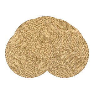 REGALWOVEN Round Placemats Set of 6 Woven Placemats for Home and Kitchen Indoor Table Mat Wipe Clean - 1 of 4