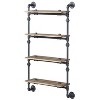 Vynxaria Oak and Sandy Black Rectangle 4-Tier Wall Shelf, Industrial Style - 2 of 4