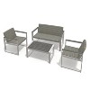 Patti 4-piece Aluminum Frame and Rattan Patio Conversation Set with Wood-like Coffee Table, Outdoor Furniture - Maison Boucle - 3 of 4