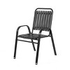 Outdoor Dining Set, Dining Table with Steel Tabletop and Umbrella Hole, 7 Pcs Dining Set with Plastic Chairs and Steel Table-Coolbibila - 4 of 4