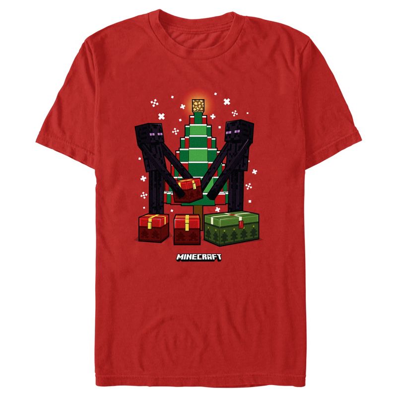 Men's Minecraft Christmas Tree Endermans T-Shirt, 1 of 6