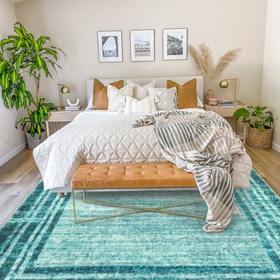 Lahome Loop Border Gradient Style Short Pile Velvet Rectangular Indoor Area Rug