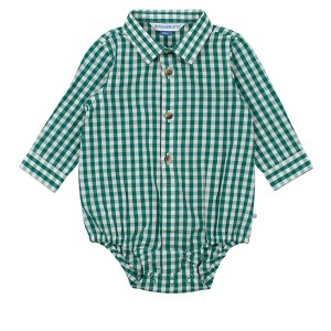 RuggedButts Baby Boys Long Sleeve Button Down Bodysuit - 1 of 4