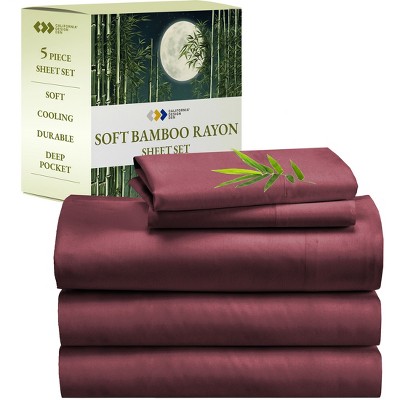 Soft Silk-Like Cooling Bed Sheets, Deep Pocket Sheets Set by California Design Den