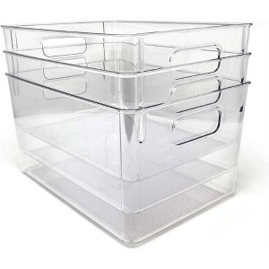 LunaLulinlk 3-Pack Large Clear Storage Bins with Handles, Fridge/Freezer/Food Safe, BPA Free - 1 of 4