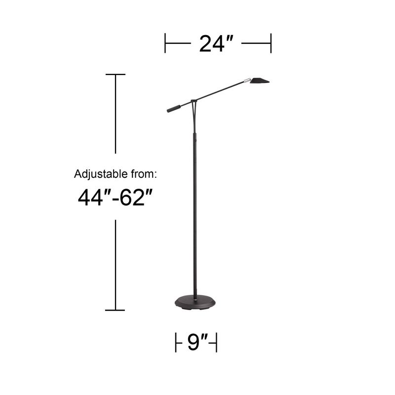 360 Lighting Traditional Pharmacy Floor Lamp LED Dimmable 62" Tall Black Adjustable Arm for Living Room Reading Bedroom Office, 4 of 10