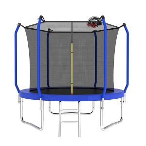 VisioGear Trampoline, Trampoline with Safety Enclosure Net, Trampoline with Basketball Hoop, Blue, 96.06"*96.06"*79.14" - 1 of 4