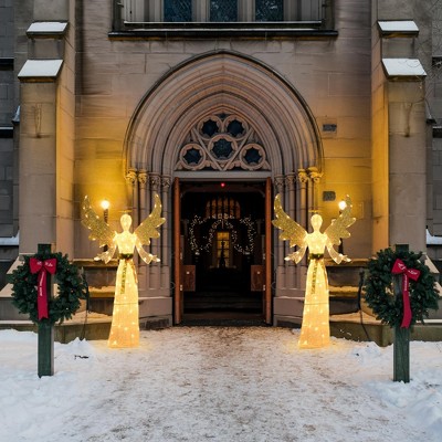 Yescom Holy 2-Pack 5.5ft Lighted Outdoor Crystal Large Angel Christmas Decor LED Holiday Display Yard Event Warm White