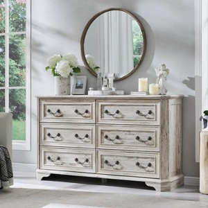 SinCiDo 6 Drawers Dresser for Bedroom, Farmhouse Wood Rustic Chest of Drawers, 54″ W Vintage Dressers for Living Room - 1 of 4
