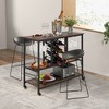 Tangkula Industrial Liquor Bar Cart Rolling Kitchen Serving Cart w/ Rack Glass Holder - 4 of 4