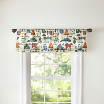 Lakeside Campsite Icons Window Treatment Valance with Rod Pocket for Hanging