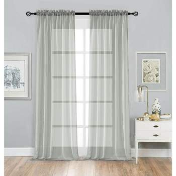 Kate Aurora 2 Piece Premium Rod Pocket Sheer Voile Curtain Panels For Extra Long Windows - 120 in. Long