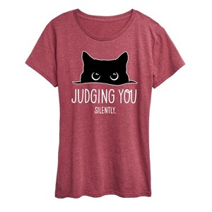 Women's - Instant Message - Judging Silently White Ink Short Sleeve Graphic T-Shirt - 1 of 4