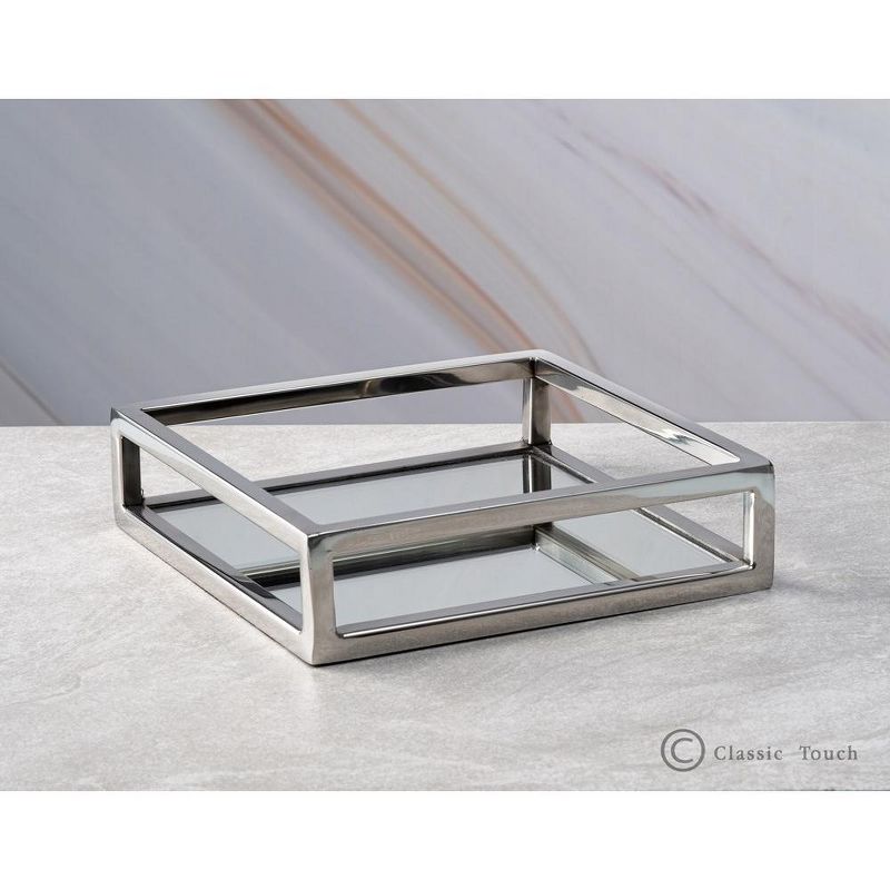 Classic Touch Mirrored Napkin Holder with Chrome Rails- Silver, 2 of 4