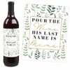 Big Dot of Happiness Boho Botanical Bride - Greenery Bridal Shower & Wedding Party Decorations - Wine Bottle Label Stickers - Set of 4 - 3 of 4