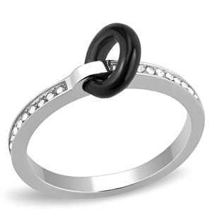 Slickblue High Polished Stainless Steel Ring for Women, Clear Crystal Accent, Novelty Statement, Size 5-10 - 1 of 4