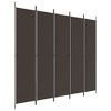 vidaXL 5-Panel Room Divider Brown 98.4"x86.6" Fabric - 2 of 4
