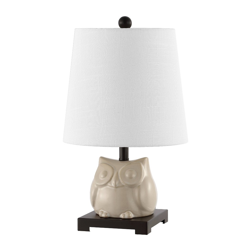 16" Justina Ceramic Mini LED Table Lamp (Includes LED Light Bulb) Antique White - JONATHAN Y: Modern Empire Shade, UL Listed
