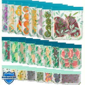 Dishwasher Safe Reusable Bags, Leakproof BPA-Free Freezer Bags for Food, Travel, Make-up Storage - 1 of 4