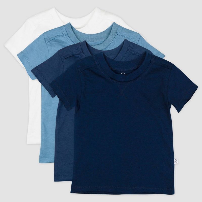 Honest Baby Boys' 4pk Organic Cotton Short Sleeve T-Shirt - Blue/White, 1 of 6
