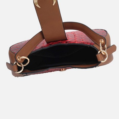 MKF Collection Shoulder Crossbody Bag Half-Moon Croc-Embossed Snap Closure, Jain | MKF Collection by Mia K - Yellow — фото 6
