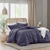 3Pcs Comforter set Pinch Pleat Comforter for All Seasons, Grid Pattern Lightweight Bedding Set, Solid Chic Vintage Style Farmhouse Bed Comforter Sets - 2 of 4