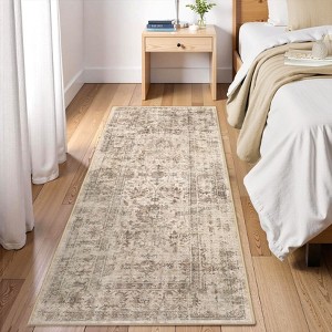 Washable Area Rug, Vintage Distressed Living Room Rug, Soft Foldable Accent Rug for Dining Room Bedroom - 1 of 4