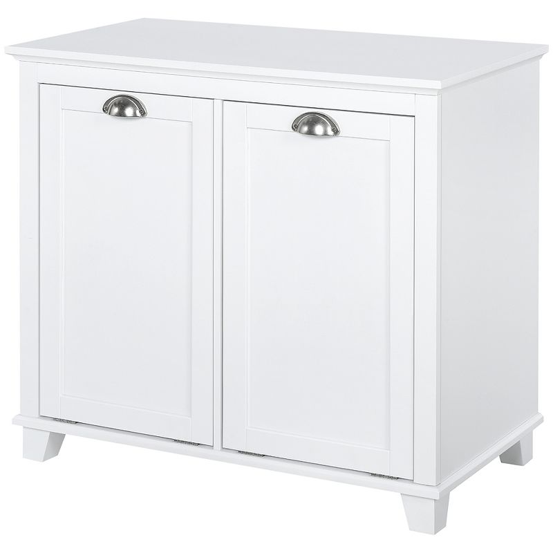HOMCOM Tilt-Out Laundry Sorter Cabinet, Bathroom Storage Organizer with Two-Compartment Tilt-Out Hamper, 4 of 7
