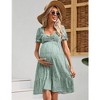 Whizmax Maternity Dress Women's Maternity Dresses A Line Sweetheart Neck Ruffle Flowy Mini Boho Maternity Dress for Wedding Guest - 2 of 4