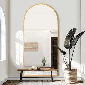 Wooakway Modern Arched Metal Full Length Mirror Bathroom Mirror Decorative Wall Mirror Floor Mirror for Bedroom Living Room - 1 of 4