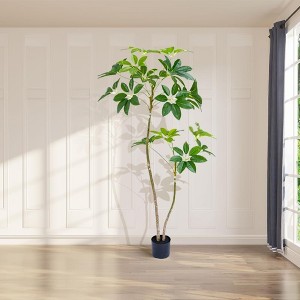 Acekool Artificial Umbrella Tree, Faux Pachira Money Tree with Realistic Leaves and Natural Trunk, Tall Indoor Plant for Home, Office, Living Room - 1 of 4