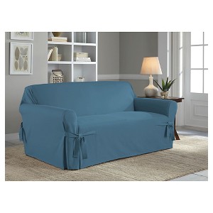 Indigo Relaxed Fit Duck Furniture Loveseat Slipcover - Serta, Blue