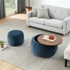 ACEPANO 2 in 1 Round Storage Ottoman with Small Seat For Entryway, Living Room & Bedroom-Dark Blue - 2 of 4