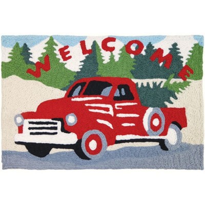 Jellybean Drivin' The Tree Home Doormat – Holiday Accent Mat with Car & Tree Design, Indoor/Outdoor Use, 20"x30"