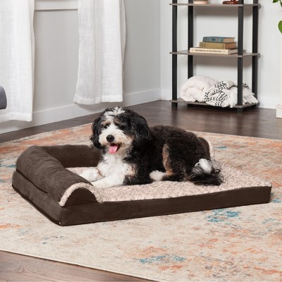 Jumbo Marine Blue Faux Fur & Suede Orthopedic Dog Bed