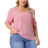 Agnes Orinda Women's Plus Size Notch V Neck Ruffle Short Sleeve Pleated Casual T-Shirts - 2 of 4