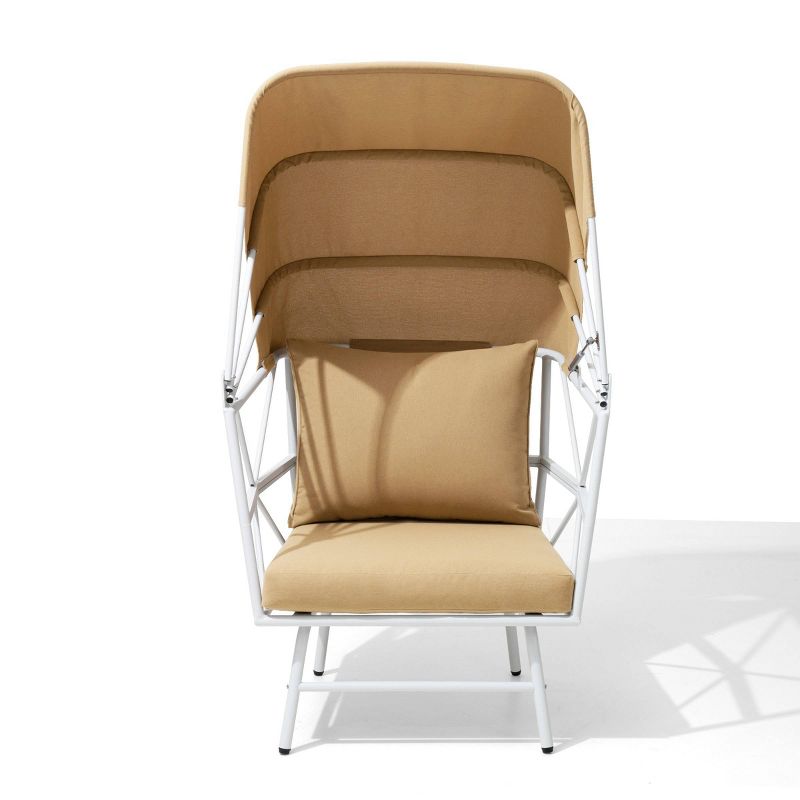 Aluminum Patio Egg Chair with Cushion &#38; Sun Shade - Light Brown - Crestlive Products, 6 of 10
