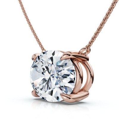 Pompeii3 Certified 4Ct Diamond Oval Solitaire Pendant 14k Gold 18" Womens Chain Lab Created