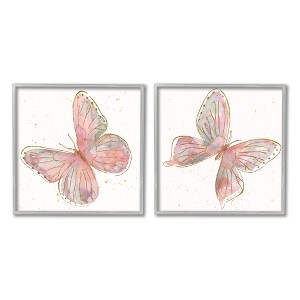 Stupell Industries Pink & Glam Butterflies Nature Black Framed Giclee Art (Set of 2) - 1 of 4