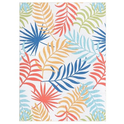 Washable Modern Botanical Area Rug for Living Room, Soft Non Slip Throw Carpet with Leaf Print for Bedroom Home Office