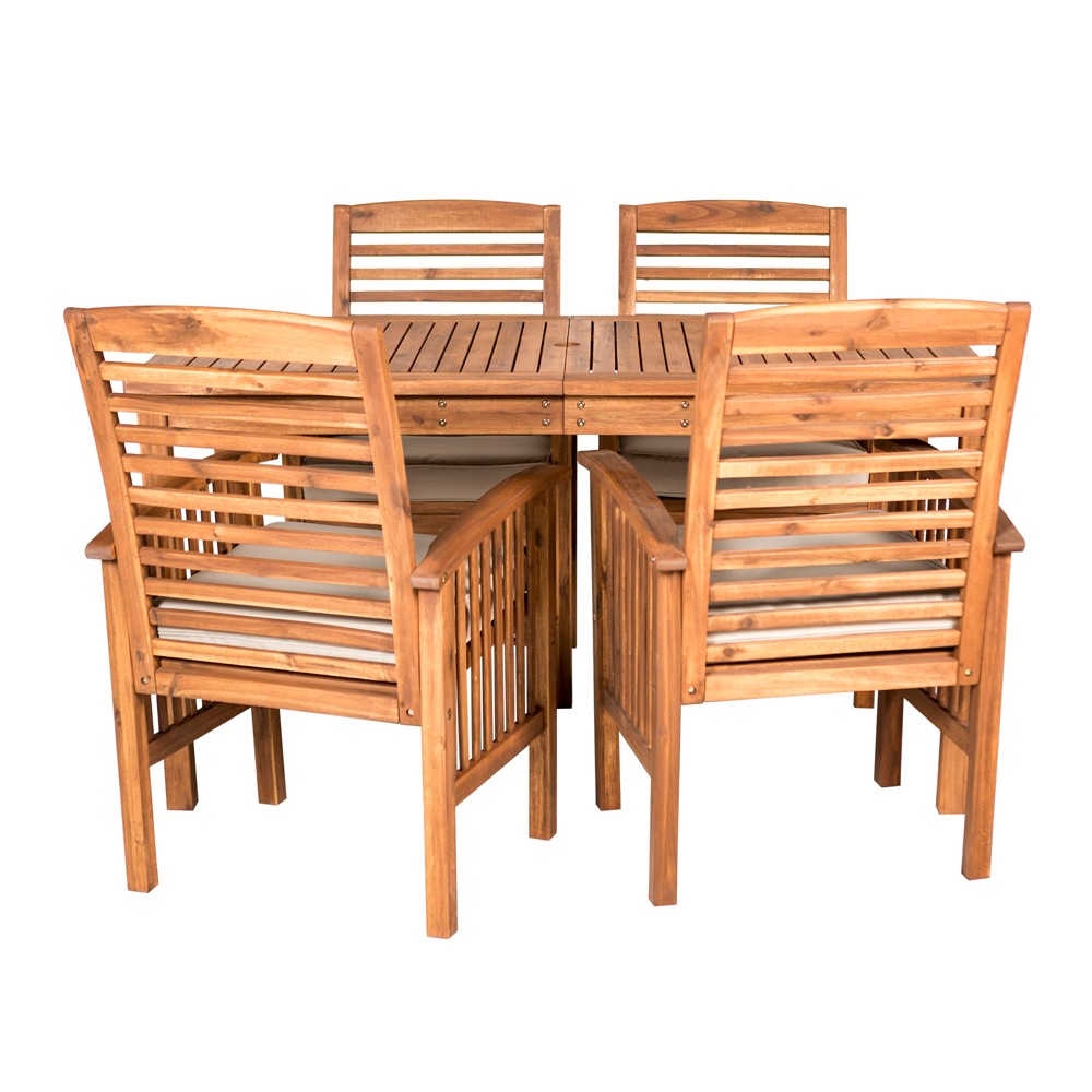 Photos - Garden Furniture Ravenscroft 5pc Acacia Wood Patio Dining Set - Brown - Saracina Home