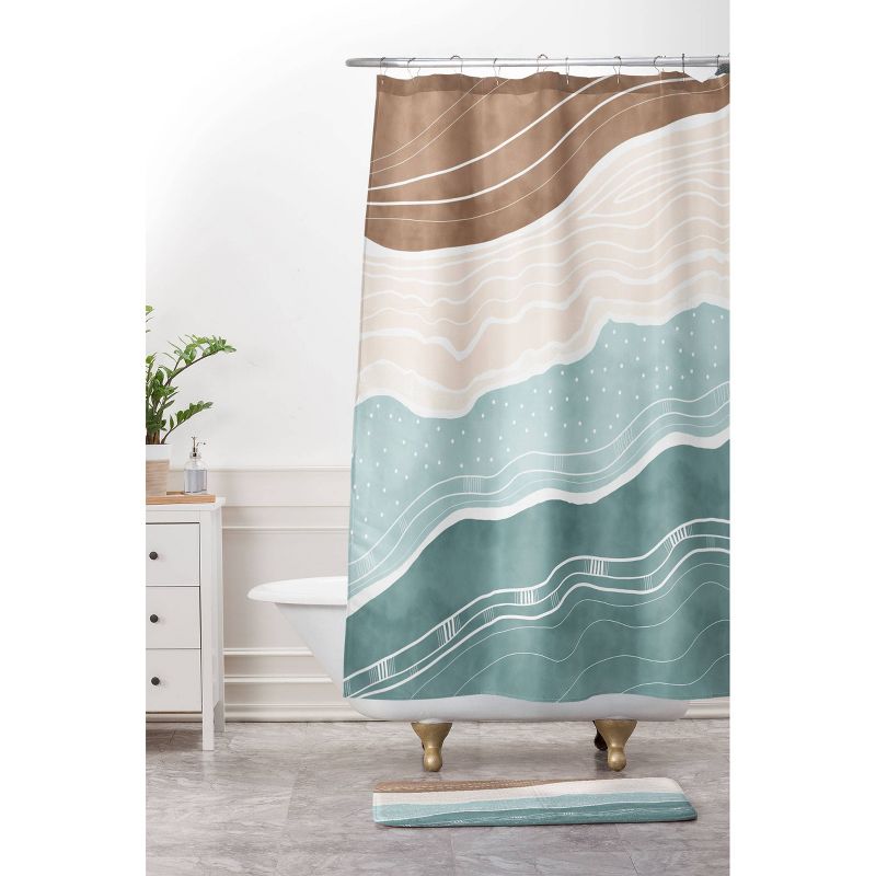 Marta Barragan Camarasa Modern Beach Abstract II Shower Curtain Blue/Brown - Deny Designs, 4 of 8