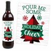 Big Dot of Happiness Holiday Plaid Trees - Buffalo Plaid Christmas Party Decorations for Women and Men - Wine Bottle Label Stickers - Set of 4 - 3 of 4