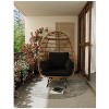 homfan Egg Chair Wicker Outdoor Chairs, Oversize Patio Chair Rattan Lounger Chair w/ 4 Cushions & Steel Frame Stand for Indoor Outdoor Patio Backyard - 3 of 4