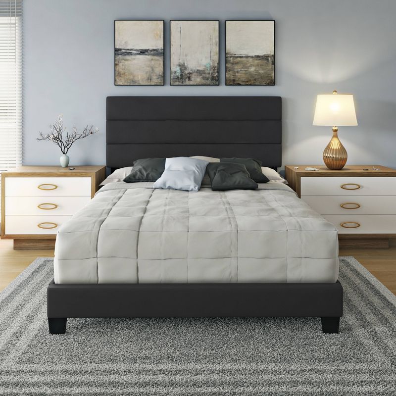 Luxembourg Faux Leather Channel Upholstered Platform Bed - Eco Dream, 6 of 14