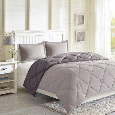 Twin Charcoal/Grey Reversible Down Alternative Comforter Set