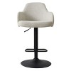 Mars Set Of 2 Armrest Upholstered 360° Swivel Counter Height Stool, 26"-34.5" Adjust Barstool With Black Legs-Maison Boucle - 3 of 4