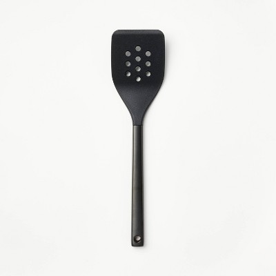 Unique Bargains Spatula Stainless Steel Handle Resistant Non-Sticky  Seamless Silicone Slotted Turner Black 1 Pc